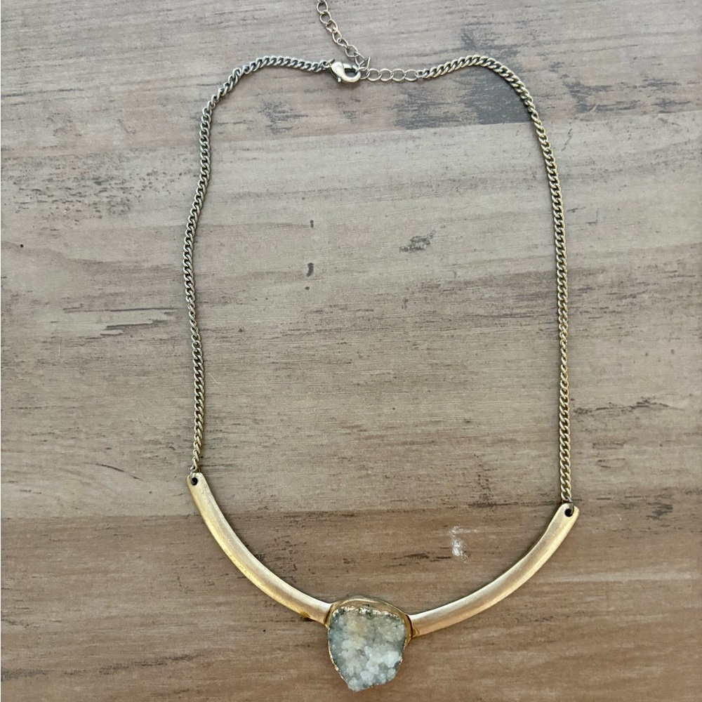 Gold and Blue Stone Pendant Boutique Necklace